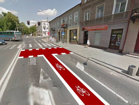 Radom. Śluza rowerowa ul. Słowackiego, Zdjęcie: Google Strett View